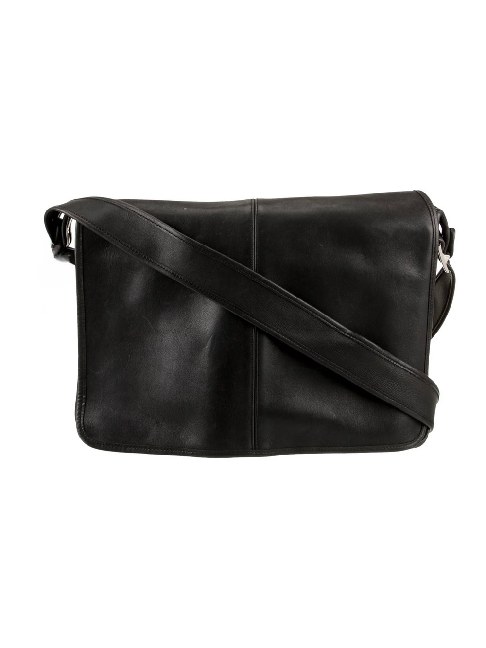 Coach Vintage Black Leather Legacy Full Flap Messenger Laptop Bag #5206 *flawed
